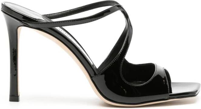 Jimmy Choo Anise 95mm cut-out patent mules Black