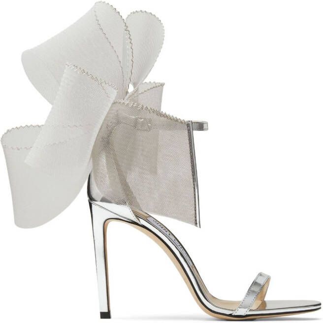 Jimmy Choo Aveline 100mm bow-detail sandals Silver