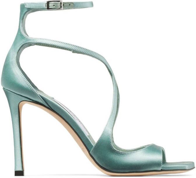 Jimmy Choo Azia 95mm metallic-effect sandals Green