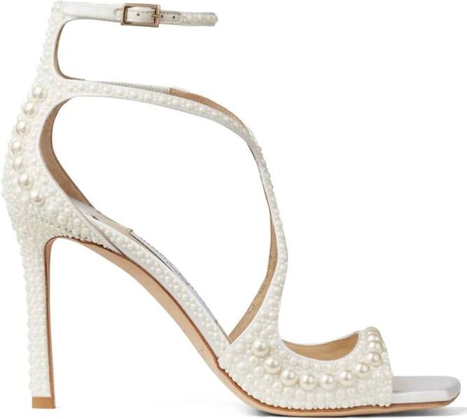 Jimmy Choo Azia 95mm pearl-embellished sandals White