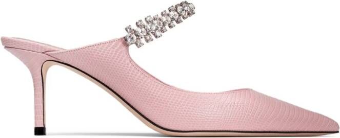 Jimmy Choo Bing 100mm crystal-embellished leather mules Pink