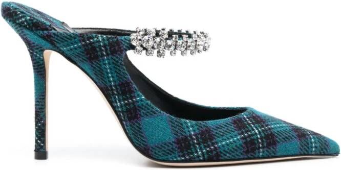 Jimmy Choo Bing 100mm tartan mules Blue