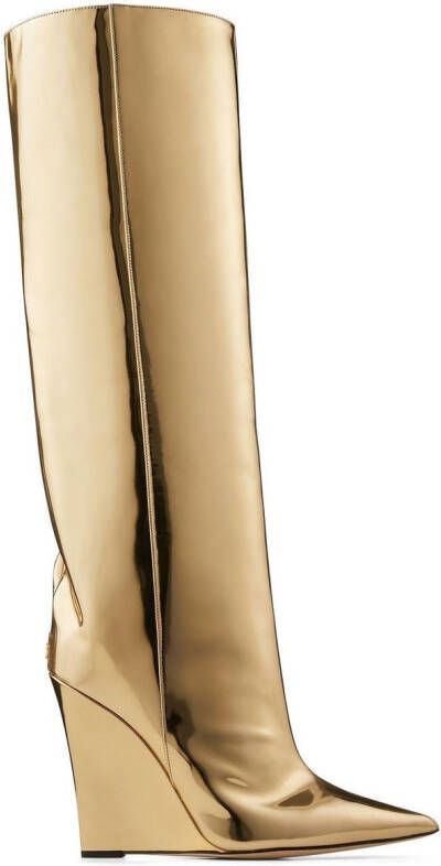 Jimmy Choo Blake metallic 110mm wedge boots Gold