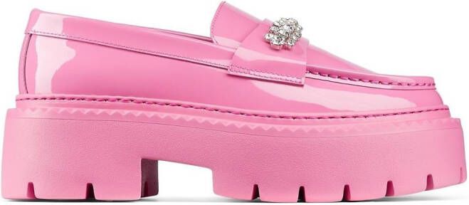 Jimmy Choo Bryer crystal leather loafers Pink