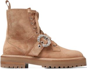 Jimmy Choo Cora crystal-buckle boots Brown