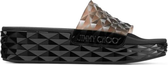 Jimmy Choo Diamond platform slides Black