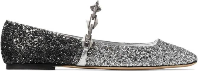 Jimmy Choo Diamond Tilda glitter ballerina shoes Silver