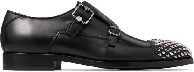 Jimmy Choo Finnion studded leather monk shoes Black