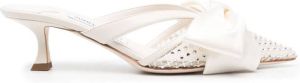 Jimmy Choo Flaca 50mm bow-detail leather mules White