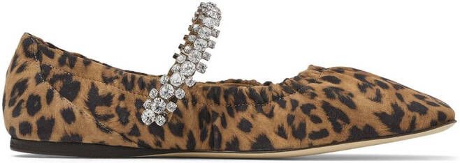 Jimmy Choo Gai crystal-embellished ballerina shoes Brown