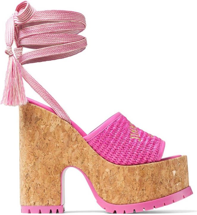 Jimmy Choo Gal 130mm wedge sandals Pink