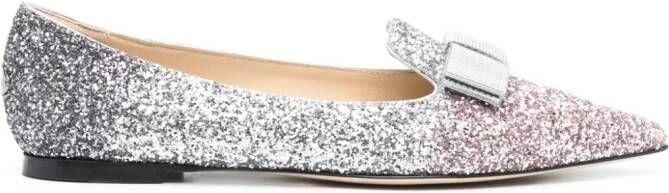 Jimmy Choo Gala glitter-embellished ballerina shoes Silver