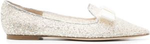 Jimmy Choo glitter-embellished pointed-toe loafers Silver