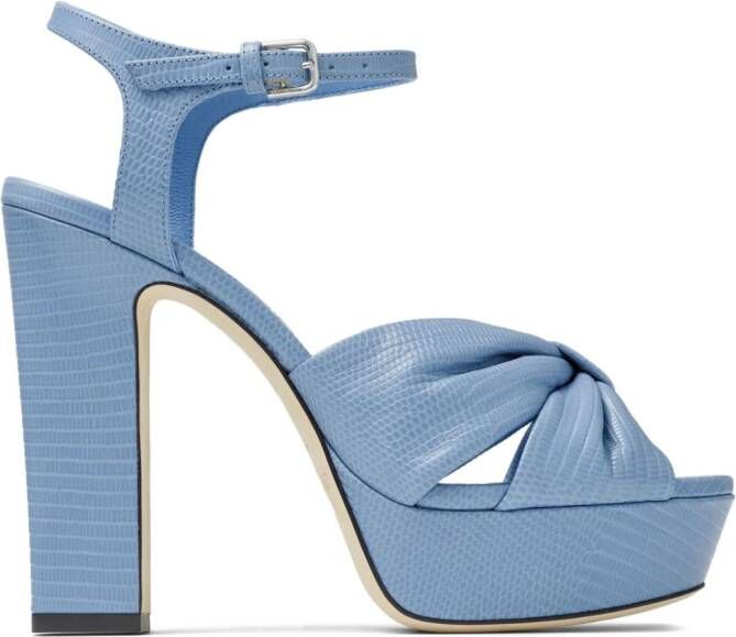 Jimmy Choo Heloise 120mm snakeskin-effect sandals Blue