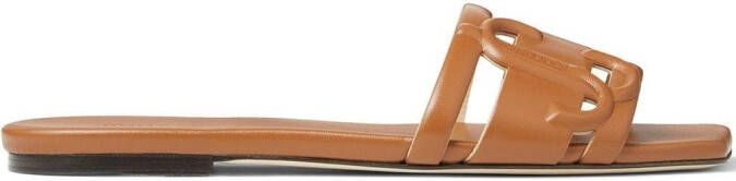 Jimmy Choo Laran debossed-logo sandals Brown