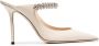 Jimmy Choo linen white Bing 100 crystal anklet patent leather mules Neutrals - Thumbnail 1