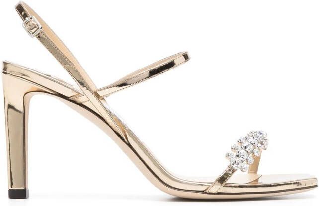 Jimmy Choo Meira 85mm crystal-embellished sandals Gold