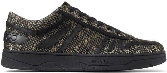 Jimmy Choo monogram-pattern lace-up sneakers Black