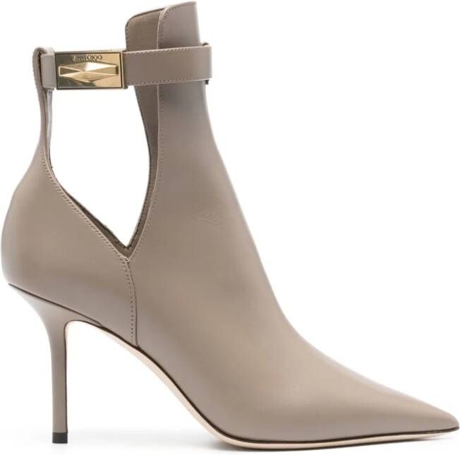 Jimmy Choo Nell 85mm leather ankle boots Neutrals