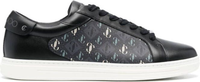 Jimmy Choo Rome monogram-pattern leather sneakers Black