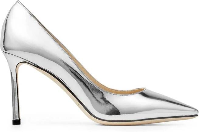 Jimmy Choo Romy 85mm mirrored leather pumps Silver