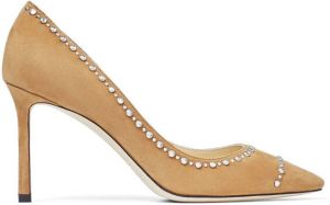 Jimmy Choo Romy crystal-embellished 85mm pumps Neutrals