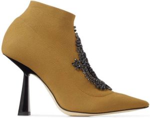 Jimmy Choo Saber 100mm jewelled boots Brown