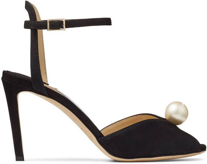 Jimmy Choo Sacora 85mm pearl-embellished sandals Black