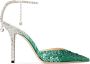 Jimmy Choo Saeda 100mm crystal-embellished pumps Green - Thumbnail 1