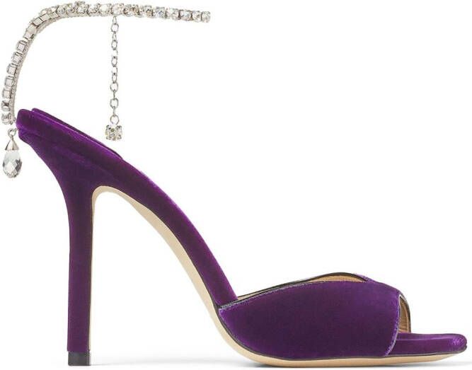 Jimmy Choo Saeda 100mm crystal-embellished sandals Purple