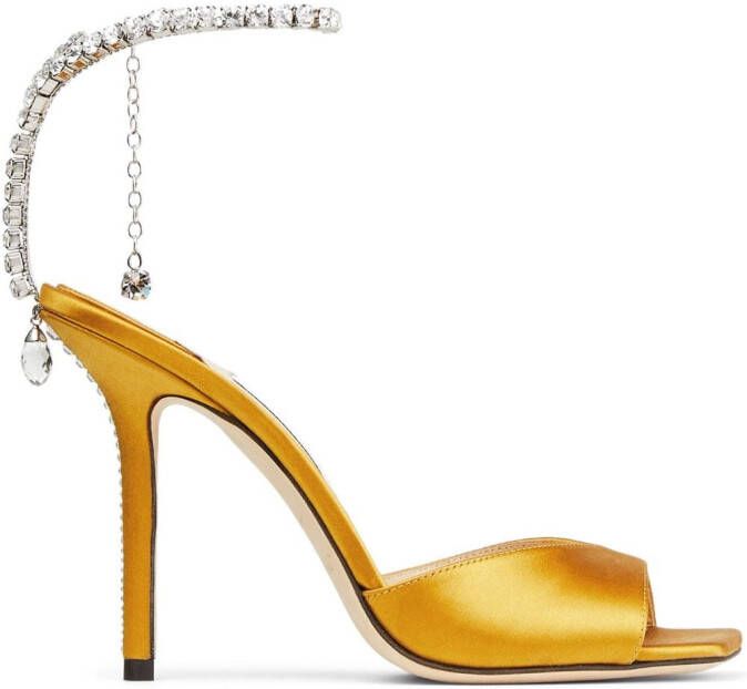 Jimmy Choo Saeda 100mm crystal-embellishment sandals Yellow