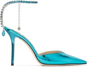 Jimmy Choo Saeda 100mm metallic-effect pumps Blue