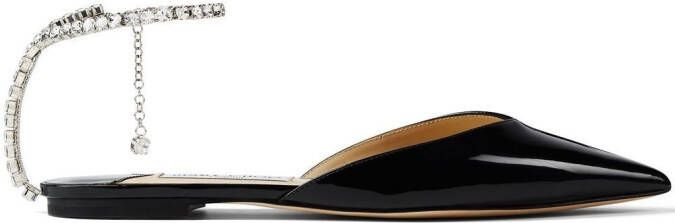Jimmy Choo Saeda crystal-embellished ballerina shoes Black