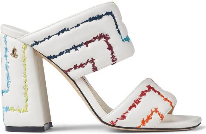 Jimmy Choo Themis 100mm double-strap mules White