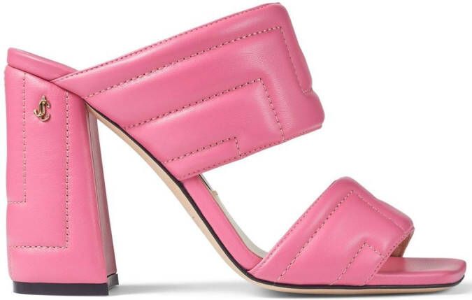 Jimmy Choo Themis 100mm quilted sandals Pink