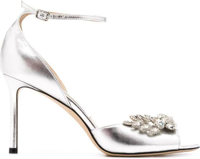 Jimmy Choo Tris 85mm crystal-embellished sandals Silver