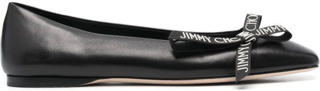 Jimmy Choo Veda logo-bow ballerina pumps Black