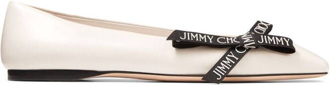 Jimmy Choo Veda logo-bow ballerina pumps White