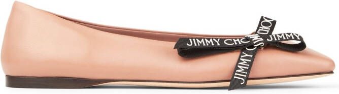 Jimmy Choo Veda logo-bow ballerina shoes Pink