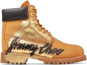 Jimmy Choo x Timberland graffiti logo ankle boots Brown