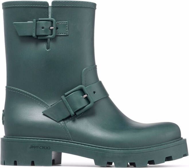 Jimmy Choo Yael flat biodegradable rubber rain boots Green