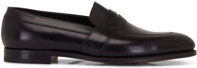John Lobb almond-toe leather loafers Black