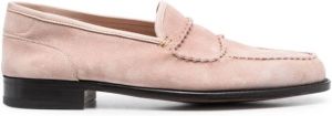 John Lobb scallop-edge suede loafers Pink