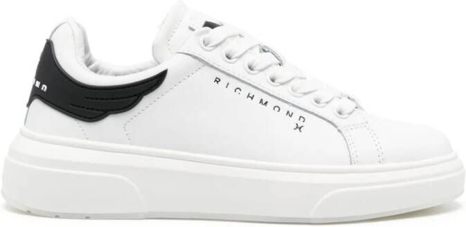 John Richmond logo-debossed leather sneakers White