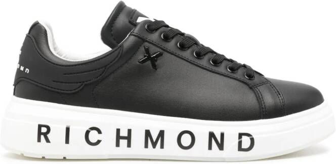 John Richmond logo-print leather sneakers Black