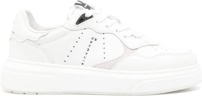 John Richmond logo-print leather sneakers White
