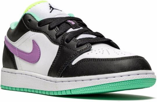 Jordan Kids Air Jordan 1 Low "Black Violet Shock Green Glow" sneakers White