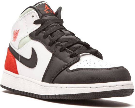 Jordan Kids Air Jordan 1 Mid SE "Red Grey Black Toe" sneakers White