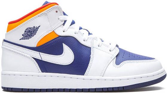 Jordan Kids Air Jordan 1 Mid "White Deep Royal Blue" sneakers