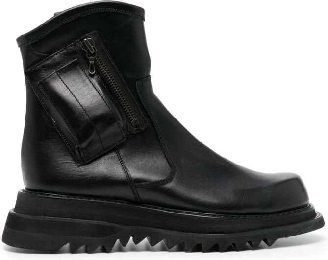 Julius Engineer leather ankle boots Black